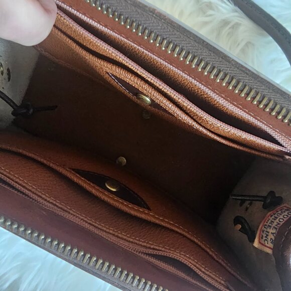 s-l400.jpg Vintage Dooney & Bourke Handbag | White Pebbled Leather & Brown Trim | Classic